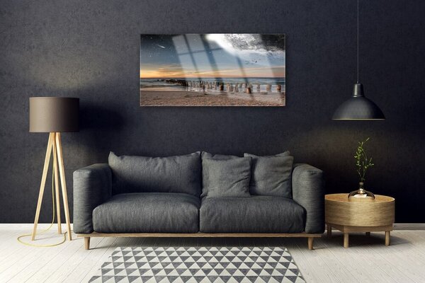 Quadro di vetro Paesaggio di Ocean Beach 100x50 cm 2 appendini