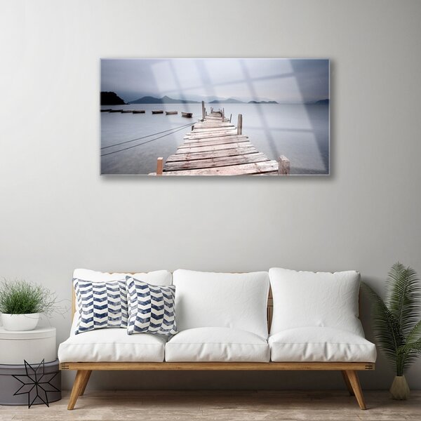 Quadro in vetro Architettura del mare a ponte 100x50 cm 2 appendini