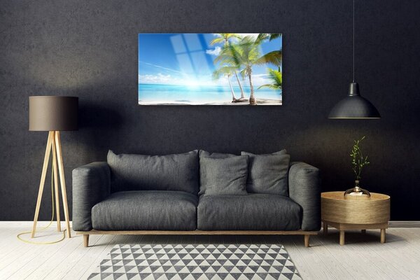 Quadro vetro Palm Tree Sea Landscape 100x50 cm 2 appendini