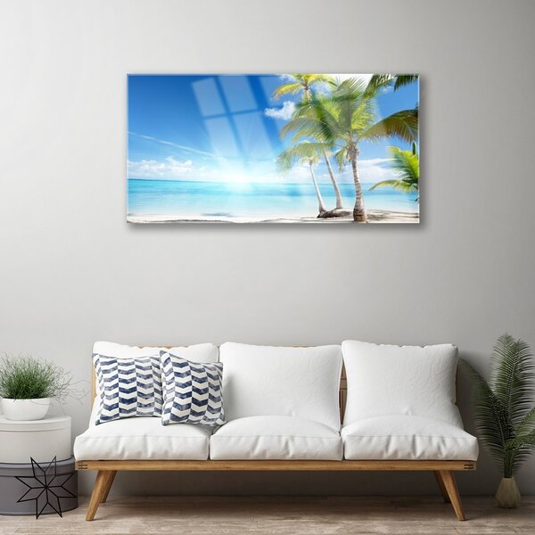 Quadro vetro Palm Tree Sea Landscape 100x50 cm 2 appendini