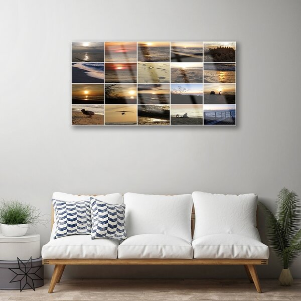 Quadro in vetro Paesaggio marino 100x50 cm 2 appendini