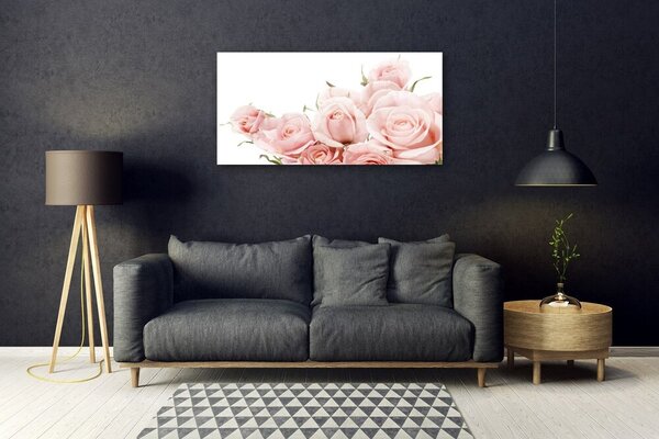 Quadro di vetro Rose Fiori Pianta 100x50 cm 2 appendini