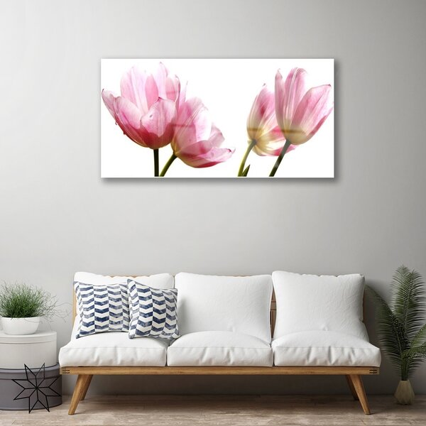 Quadro in vetro Pianta di fiori 100x50 cm 2 appendini