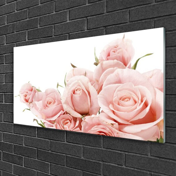 Quadro di vetro Rose Fiori Pianta 100x50 cm 2 appendini