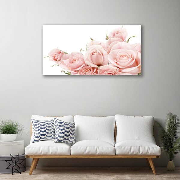 Quadro di vetro Rose Fiori Pianta 100x50 cm 2 appendini