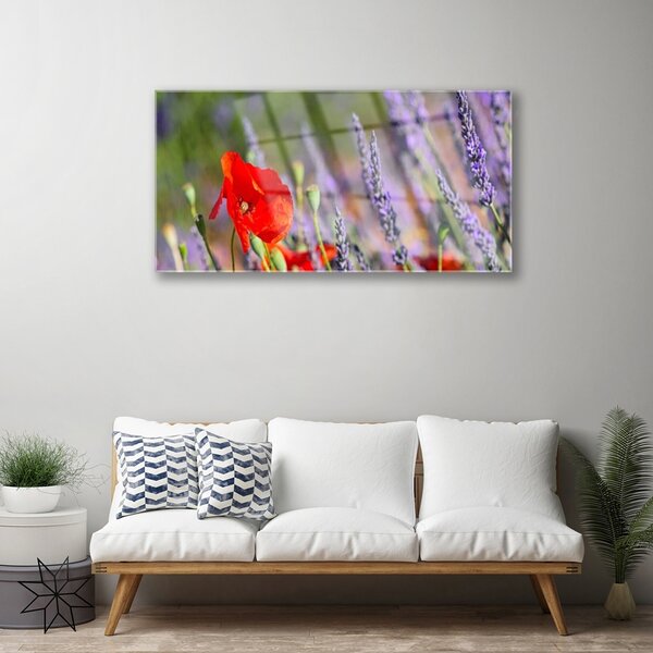 Quadro vetro Pianta di fiori 100x50 cm 2 appendini