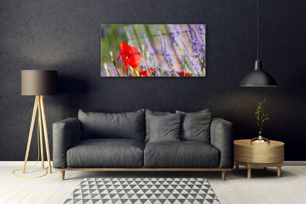 Quadro vetro Pianta di fiori 100x50 cm 2 appendini
