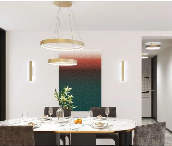 MALIKA SOSPENSIONE 2 ANELLI BIANCA O ORO LED 70W LUCE CCT 3000-4000-6000K CM 40+60 MODERNA