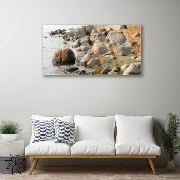 Quadro in vetro Paesaggio marino costiero 100x50 cm 2 appendini