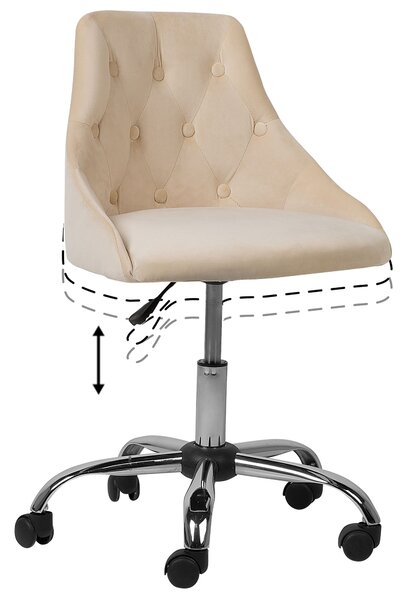 Sedia da ufficio BELIANI Velluto beige, gambe cromate, regolazione in altezza girevole