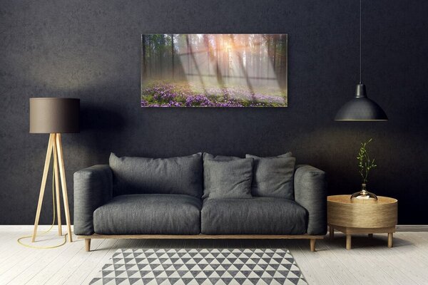 Quadro vetro Foresta Fiori Pianta Natura 100x50 cm 2 appendini