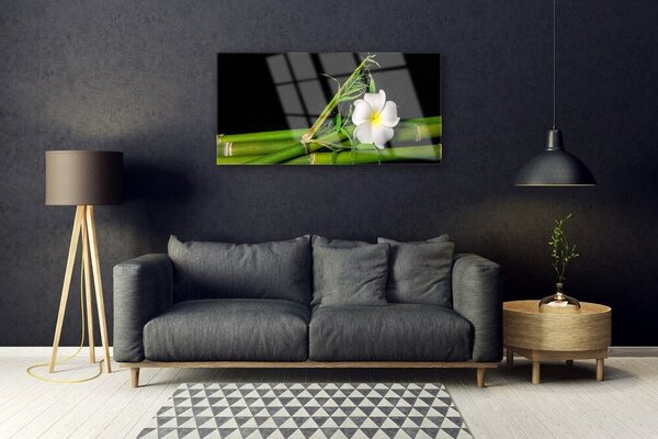 Quadro su vetro Pianta di fiori di bambù 100x50 cm 2 appendini
