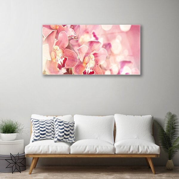 Quadro in vetro Pianta di fiori 100x50 cm 2 appendini