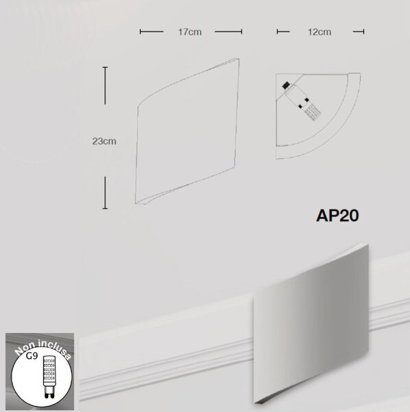 Applique angolare lampadari bartalini ainrutas ap20 g9 led gesso verniciabile - Lampadari Bartalini Gesso