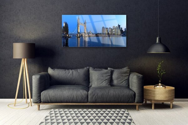 Quadro in vetro Architettura della città del ponte 100x50 cm 2 appendini