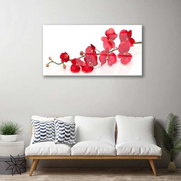 Quadro di vetro Pianta di fiori 100x50 cm 2 appendini