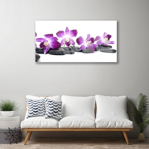 Quadro vetro Orchidea fiore termale 100x50 cm 2 appendini