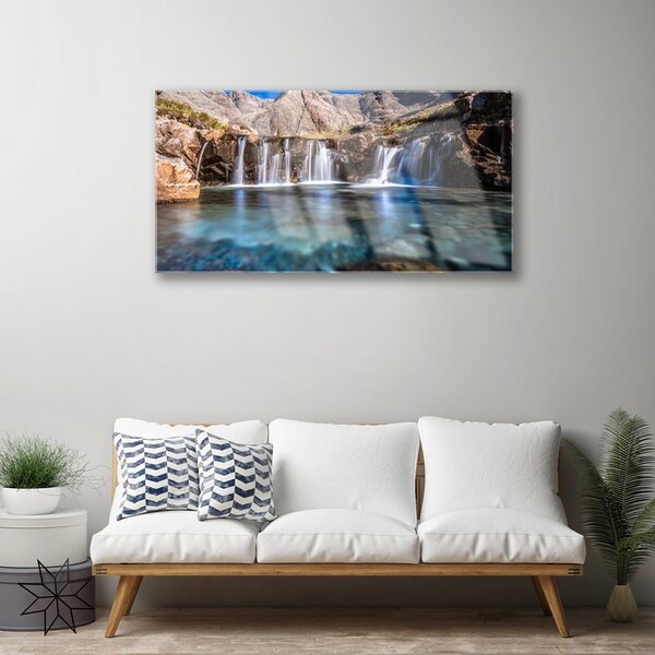 Quadro su vetro Cascata Natura 100x50 cm 2 appendini