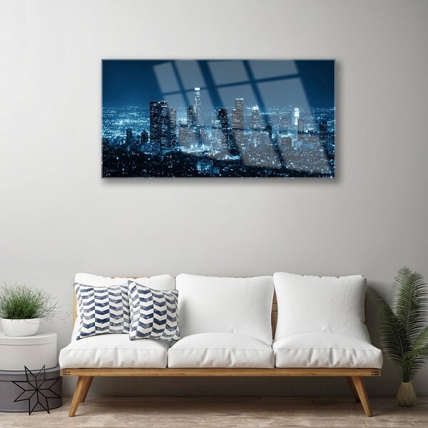 Quadro in vetro Case di città 100x50 cm 2 appendini