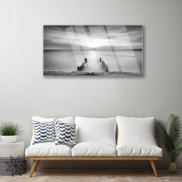 Quadro in vetro Paesaggio marino 100x50 cm 2 appendini