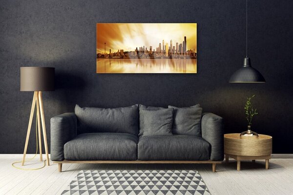 Quadro vetro Case di città 100x50 cm 2 appendini
