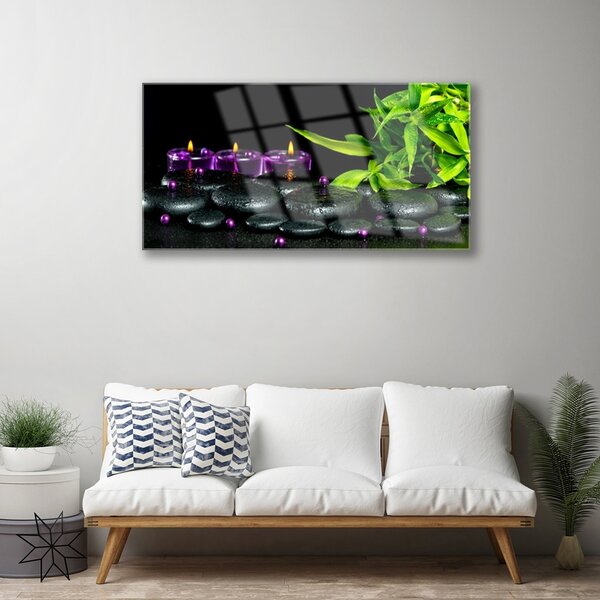 Quadro in vetro Candele Spa Beautiful 100x50 cm 2 appendini