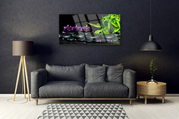Quadro in vetro Candele Spa Beautiful 100x50 cm 2 appendini