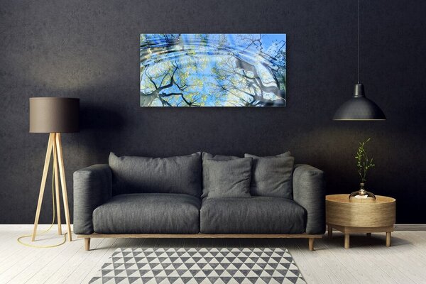 Quadro in vetro Acqua Alberi Arte Natura 100x50 cm 2 appendini
