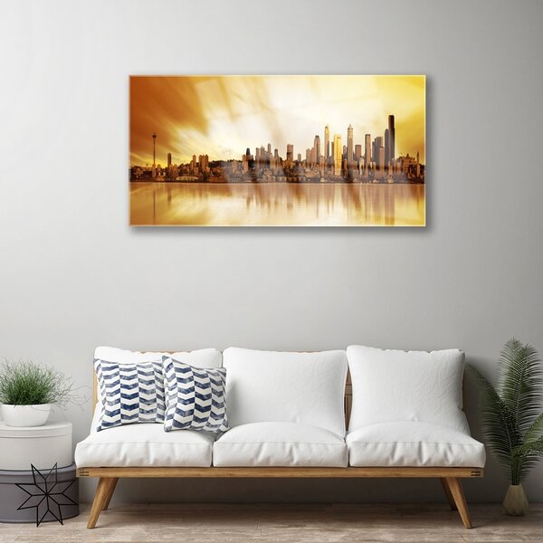 Quadro vetro Case di città 100x50 cm 2 appendini