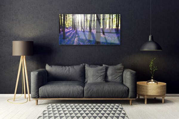 Quadro in vetro Foresta Alberi Natura 100x50 cm 2 appendini