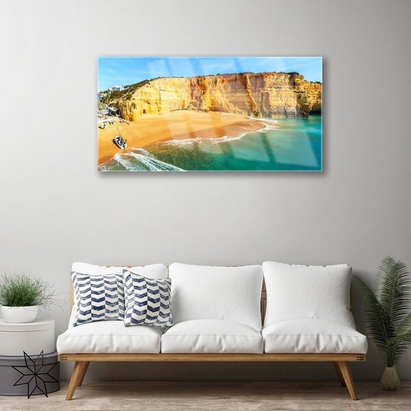 Quadro vetro Paesaggio della baia 100x50 cm 2 appendini