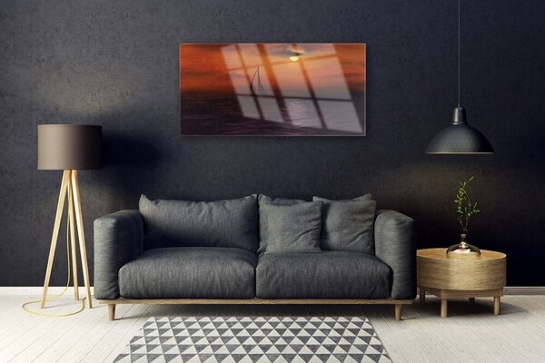 Quadro in vetro Paesaggio di barche da mare 100x50 cm 2 appendini