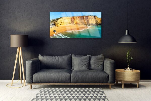 Quadro vetro Paesaggio della baia 100x50 cm 2 appendini
