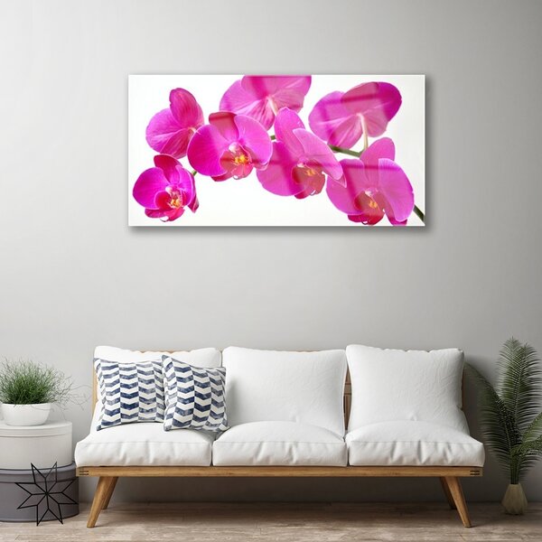 Quadro di vetro Pianta di fiori 100x50 cm 2 appendini