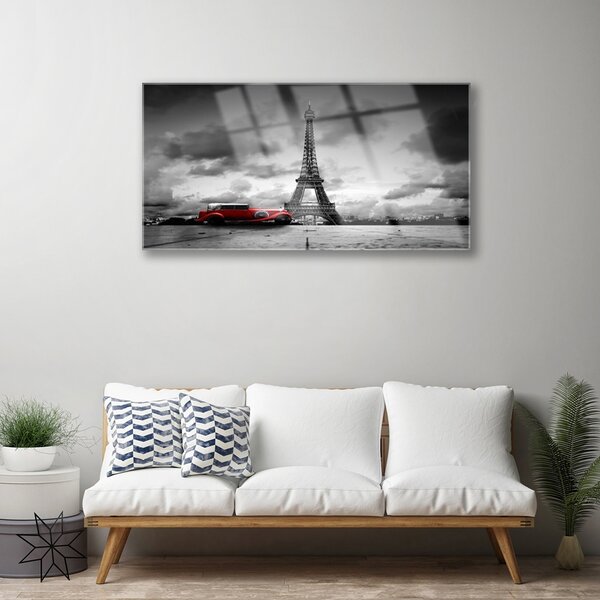 Quadro di vetro Torre Eiffel Architettura 100x50 cm 2 appendini