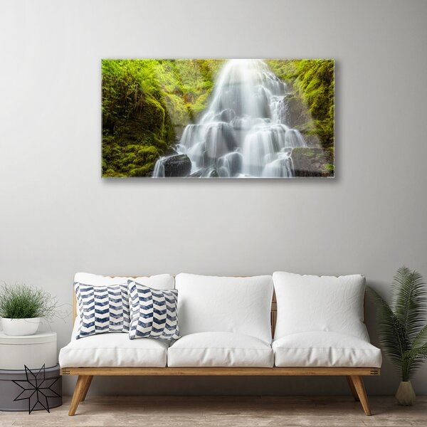 Quadro in vetro Cascata Natura 100x50 cm 2 appendini