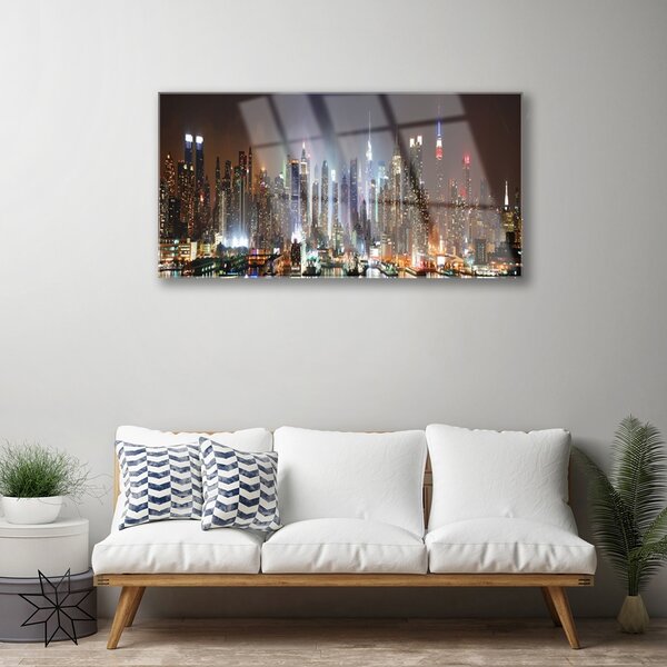 Quadro in vetro Case di città 100x50 cm 2 appendini