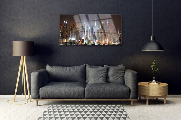 Quadro in vetro Case di città 100x50 cm 2 appendini
