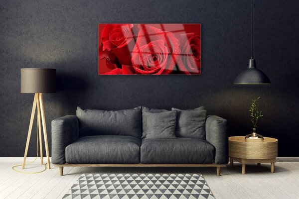 Quadro vetro Fiori di rose 100x50 cm 2 appendini