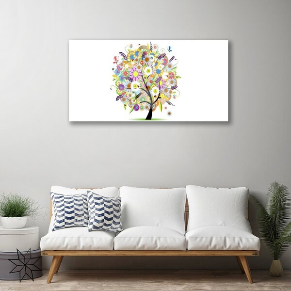 Quadro in vetro Arte dell'albero 100x50 cm 2 appendini