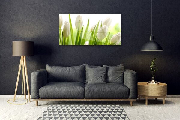 Quadro in vetro Fiori di tulipani 100x50 cm 2 appendini