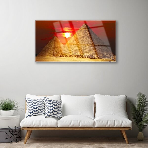 Quadro vetro Piramidi Architettura 100x50 cm 2 appendini