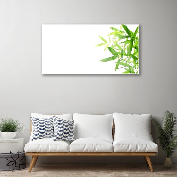 Quadro in vetro Foglia Natura Pianta 100x50 cm 2 appendini