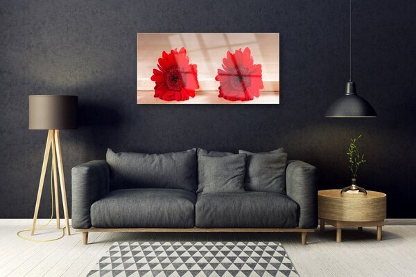 Quadro in vetro Pianta di fiori 100x50 cm 2 appendini