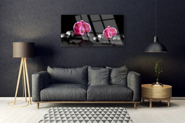 Quadro vetro Orchidea per la pace 100x50 cm 2 appendini