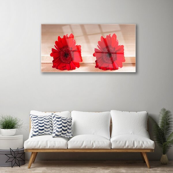 Quadro in vetro Pianta di fiori 100x50 cm 2 appendini