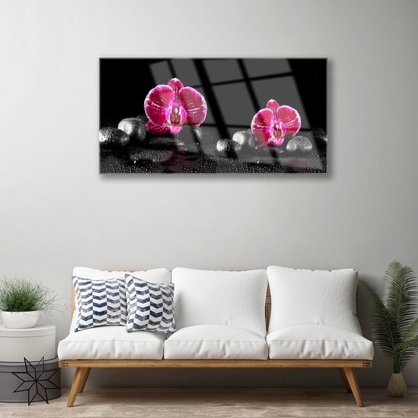 Quadro vetro Orchidea per la pace 100x50 cm 2 appendini