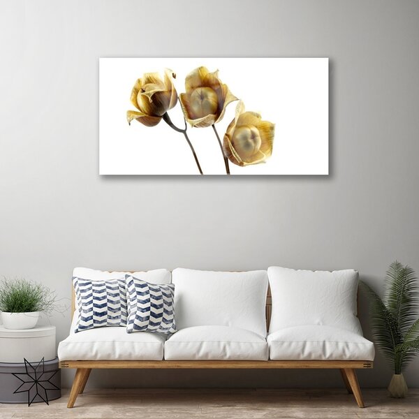 Quadro vetro Pianta di fiori 100x50 cm 2 appendini