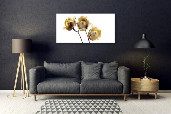 Quadro vetro Pianta di fiori 100x50 cm 2 appendini