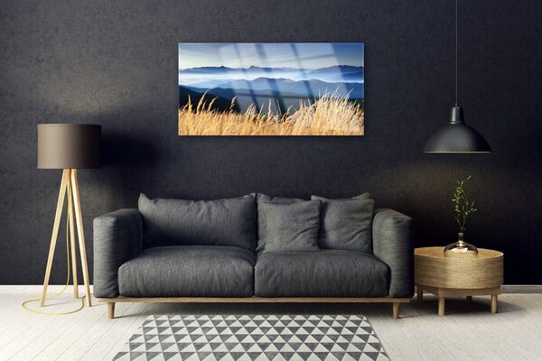 Quadro di vetro Paesaggio di campo 100x50 cm 2 appendini